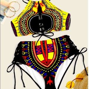 Tribal print plus size bathing suit